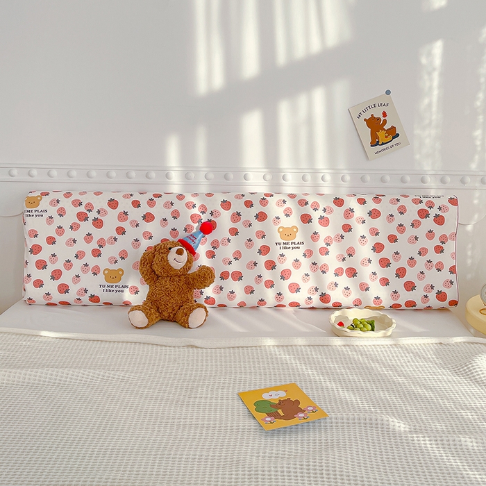 91家纺网 家纺一手货源 找家纺 良佐生活 2024新款全棉贡缎双人乳胶枕枕套 草莓满满