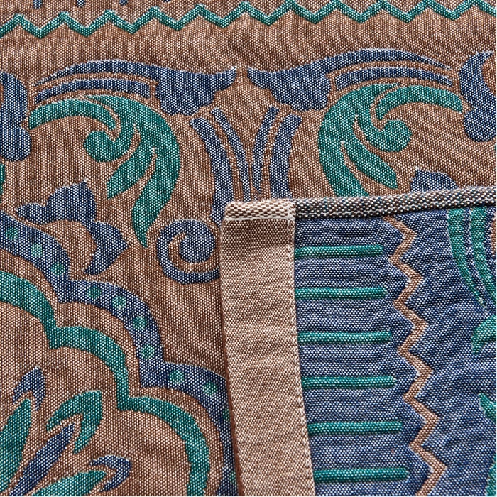 91家纺网 家纺一手货源 找家纺 朴尔毛巾被 2024年民族风彩棉系列四层纱布枕巾 花团锦簇-咖52*78cm/一对