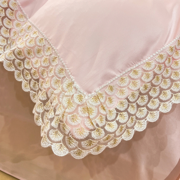 91家纺网 家纺一手货源 找家纺 艾米家居 2025水洗真丝鱼鳞边艾琳系列 艾琳粉