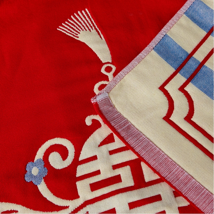 91家纺网 家纺一手货源 找家纺 朴尔家纺-毛巾被 2024年婚庆系列大红四层纱布枕巾 喜气洋洋 52*78/对