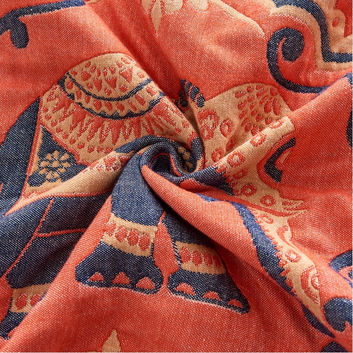 91家纺网 家纺一手货源 找家纺 朴尔毛巾被 2024年民族风彩棉系列四层纱布枕巾 印象派橘52*78cm/一对