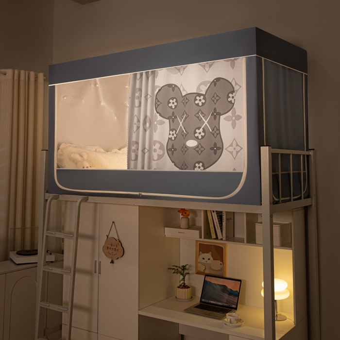 91家纺网 家纺一手货源 找家纺 博诺 2024新款99%加厚涂银层遮光卡通学生蚊帐 时尚熊