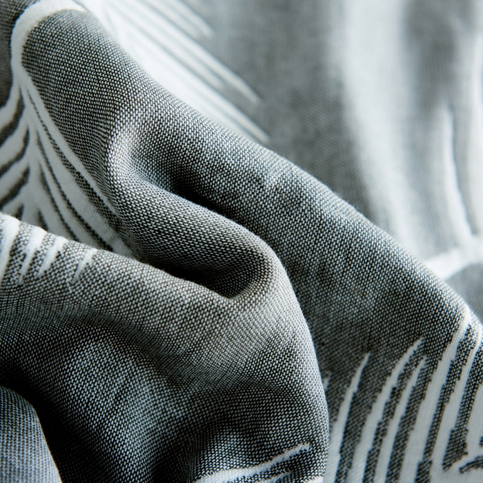 91家纺网 家纺一手货源 找家纺 朴尔2024新款六层纱布全棉循环小花型枕巾50*80cm一对 羽魅深灰枕巾