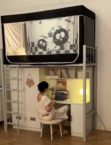 91家纺网 家纺一手货源 找家纺 博诺 2024新款99%加厚涂银层遮光卡通学生蚊帐 小煤球