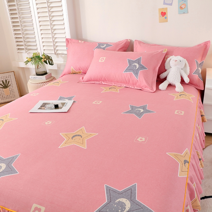 91家纺网 家纺一手货源 找家纺 艾橙 2024新款140克植物羊绒双边单床裙 魅力星