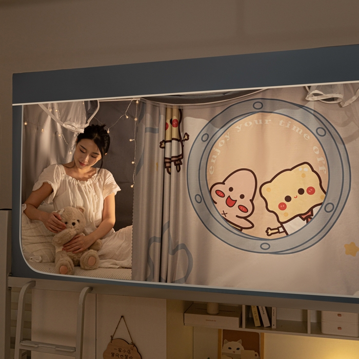 91家纺网 家纺一手货源 找家纺 博诺 2024新款99%加厚涂银层遮光卡通学生蚊帐 海绵宝宝