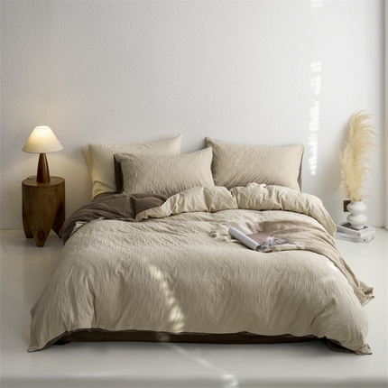 91家纺网 家纺一手货源 找家纺 梦享生活家居 2024新款提花四件套-侘寂风-布洛克米咖