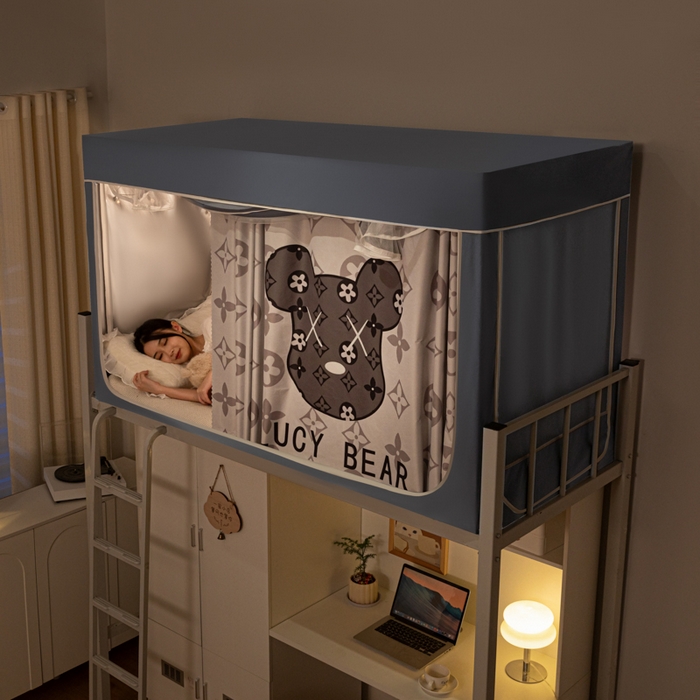 91家纺网 家纺一手货源 找家纺 博诺 2024新款99%加厚涂银层遮光卡通学生蚊帐 时尚熊