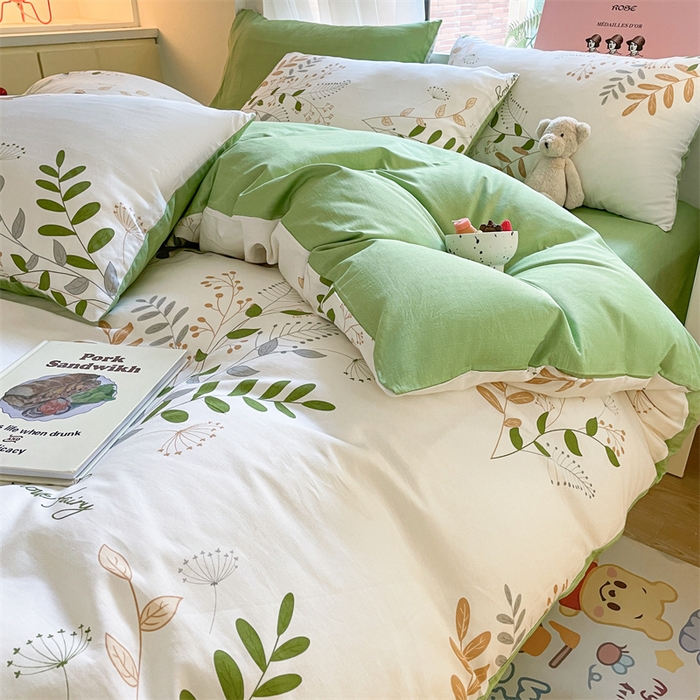 91家纺网 家纺一手货源 找家纺 798家纺 2025新款全棉13070印花四件套 绿意