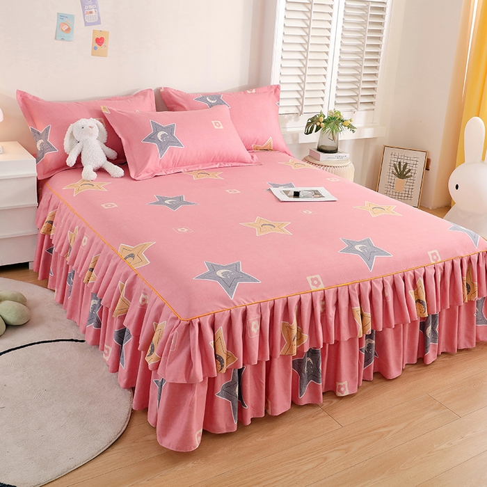 91家纺网 家纺一手货源 找家纺 艾橙 2024新款140克植物羊绒双边单床裙 魅力星