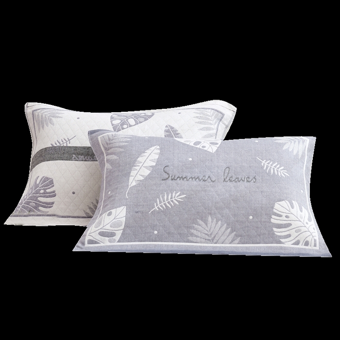 91家纺网 家纺一手货源 找家纺 朴尔家纺 2024新款混纺三层纱布枕巾 幸福芭蕉-灰 52*78/对