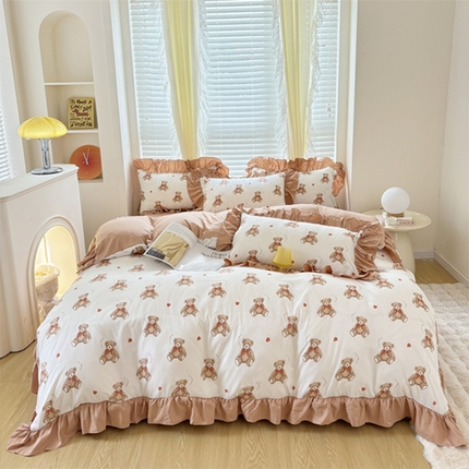 91家纺网 家纺一手货源 找家纺 （总）仟网汇 2024新款韩版糯糯棉花边四件套田园法式