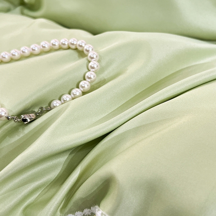 91家纺网 家纺一手货源 找家纺 艾米家居 2025水洗真丝鱼鳞边艾琳系列 艾琳水绿