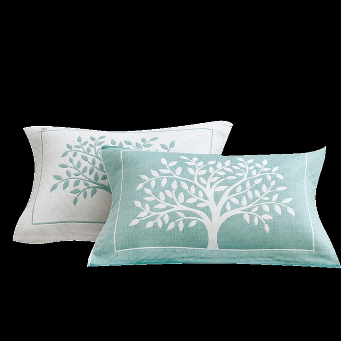 91家纺网 家纺一手货源 找家纺 朴尔家纺 2024新款混纺三层纱布枕巾 幸运树-深绿 52*78/对