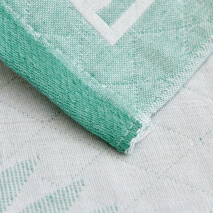 91家纺网 家纺一手货源 找家纺 朴尔家纺 2024新款混纺三层纱布枕巾 幸福芭蕉-绿 52*78/对