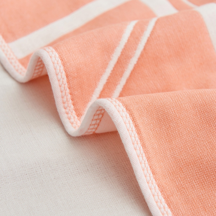 91家纺网 家纺一手货源 找家纺 朴尔2024新款六层纱布全棉循环小花型枕巾50*80cm一对 简约粉