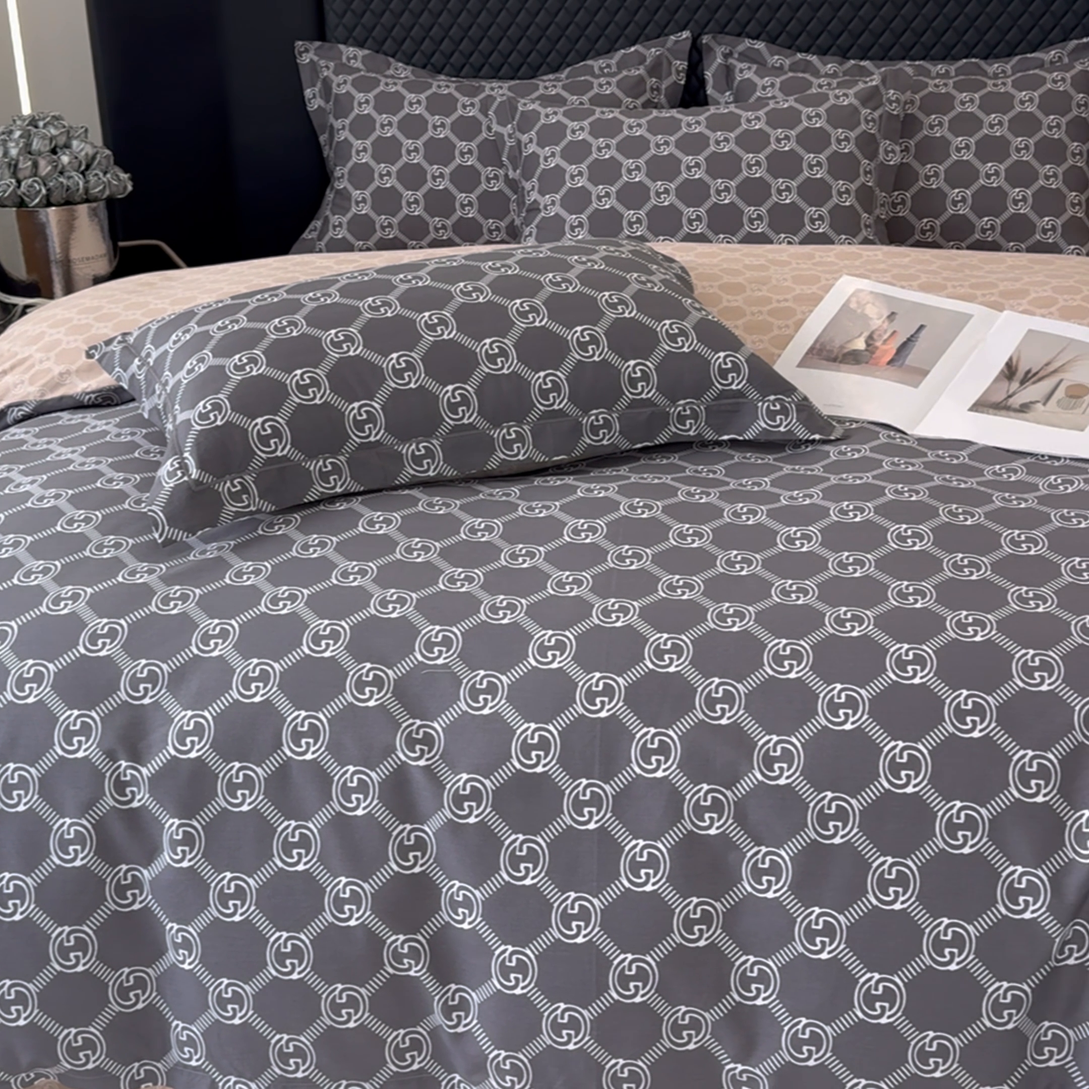 91家纺网 家纺一手货源 找家纺 棉生活 2024新款全棉铂金棉小资系列四件套-古琦