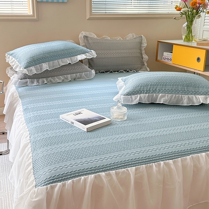 91家纺网 家纺一手货源 找家纺 （总）顾里 2024新款Pe立体凉泡泡床裙冷感席三件套