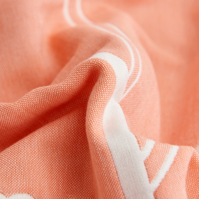 91家纺网 家纺一手货源 找家纺 朴尔2024新款六层纱布全棉循环小花型枕巾50*80cm一对 简约粉