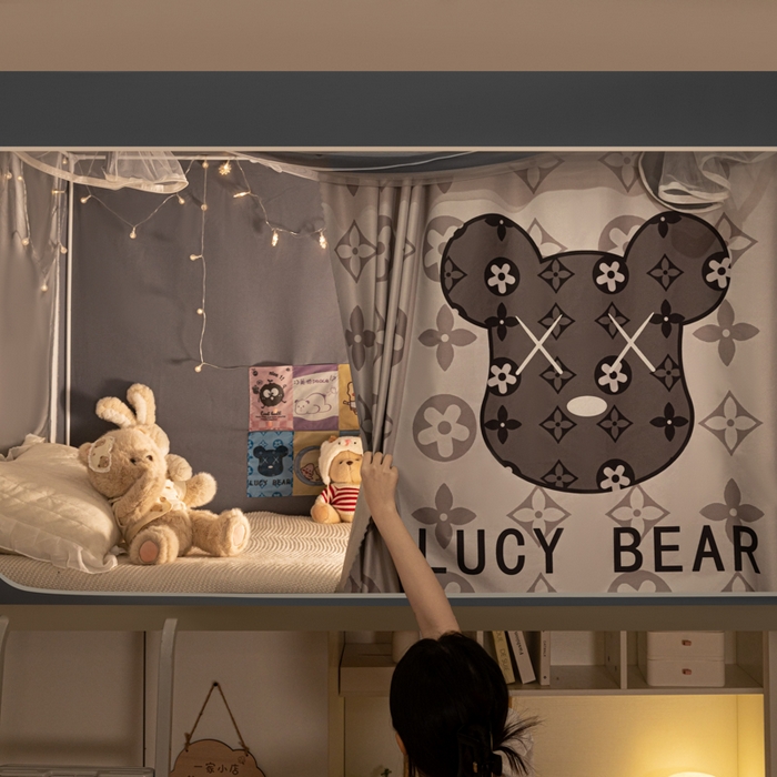 91家纺网 家纺一手货源 找家纺 博诺 2024新款99%加厚涂银层遮光卡通学生蚊帐 时尚熊