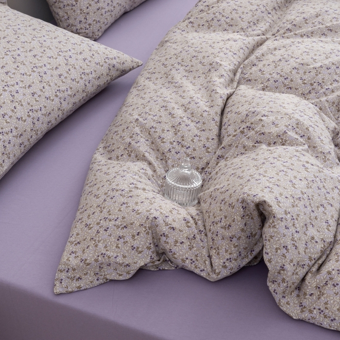 91家纺网 家纺一手货源 找家纺 恋尚羽家纺 2025新款A类母婴级印花全棉针织棉四件套 小碎花-紫