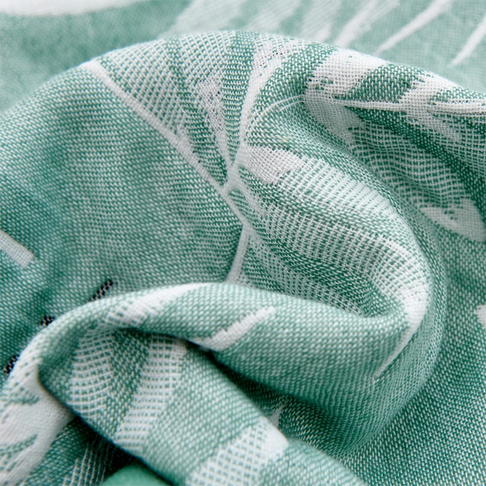 91家纺网 家纺一手货源 找家纺 朴尔家纺 2024新款混纺三层纱布枕巾 热带草原-绿 52*78/对