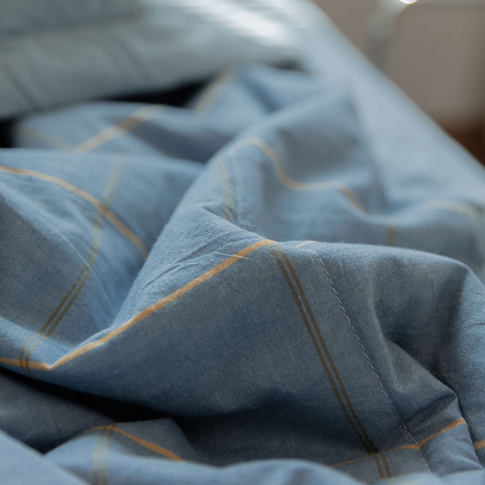91家纺网 家纺一手货源 找家纺 20%大豆纤维 A类水洗棉夏被四件套夏凉空调被北欧良品-金线格蓝
