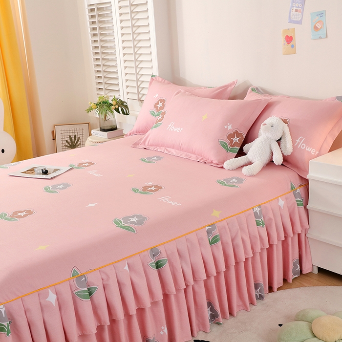 91家纺网 家纺一手货源 找家纺 艾橙 2024新款140克植物羊绒双边单床裙 恋爱笔记