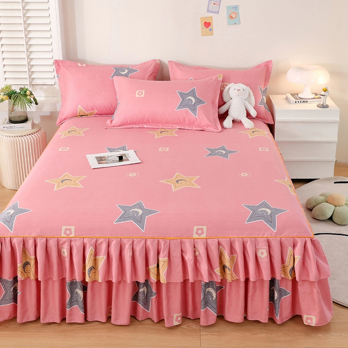 91家纺网 家纺一手货源 找家纺 艾橙 2024新款140克植物羊绒双边单床裙 魅力星