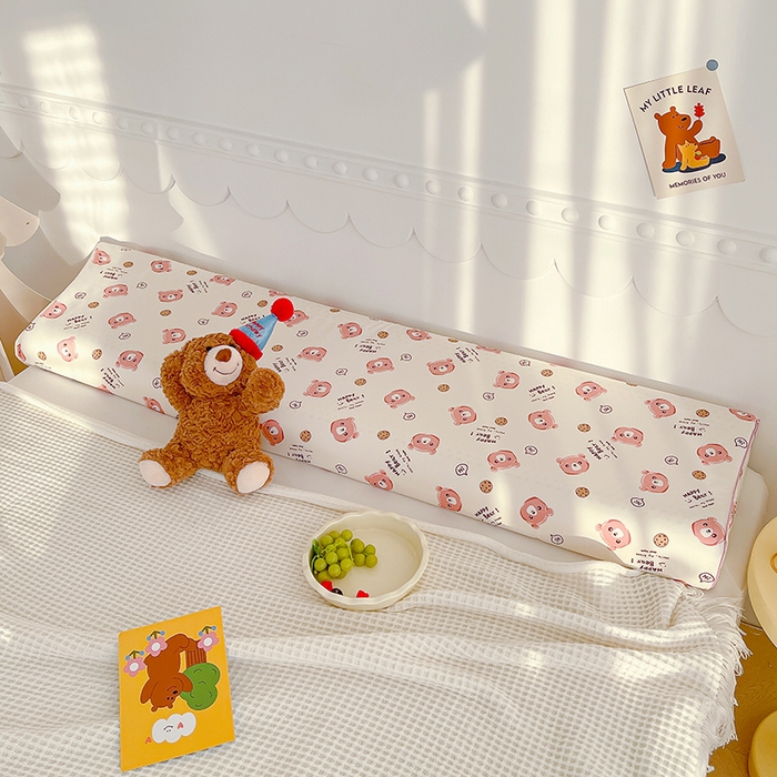 91家纺网 家纺一手货源 找家纺 良佐生活 2024新款全棉贡缎双人乳胶枕枕套 饼干熊粉