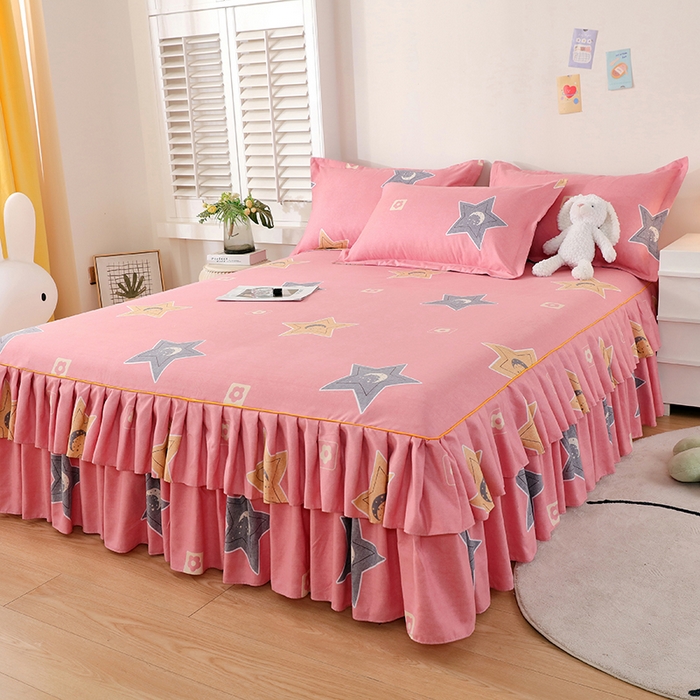 91家纺网 家纺一手货源 找家纺 艾橙 2024新款140克植物羊绒双边单床裙 魅力星