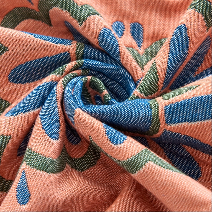 91家纺网 家纺一手货源 找家纺 （总）朴尔毛巾被 2024年民族风彩棉系列四层纱布枕巾