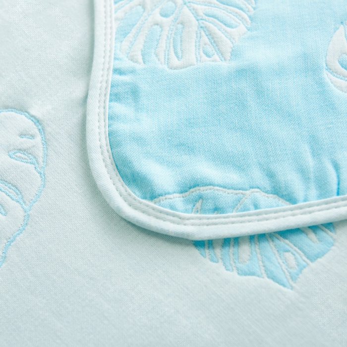 91家纺网 家纺一手货源 找家纺 朴尔2024新款六层纱布全棉循环小花型枕巾50*80cm一对 芭蕉情缘兰枕巾