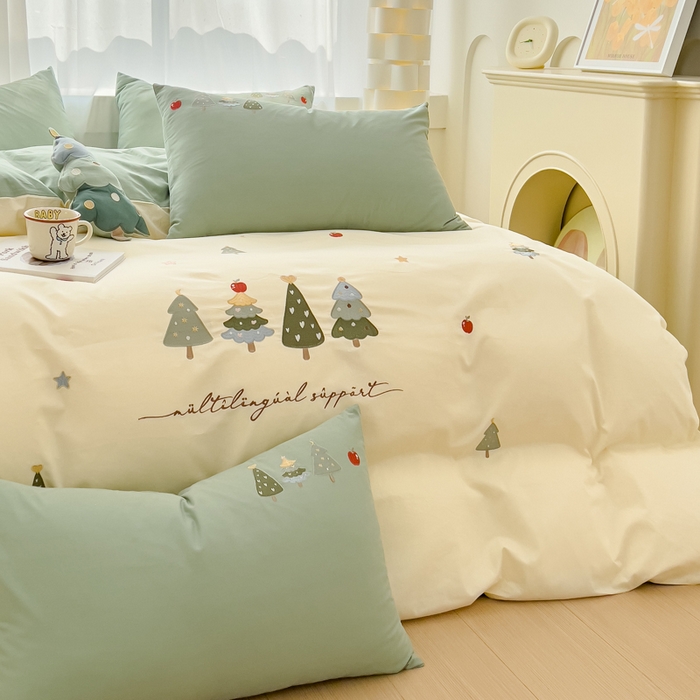 91家纺网 家纺一手货源 找家纺 （总）亲亲公主 2025新款全棉卡通绣花四件套系列-幸运树