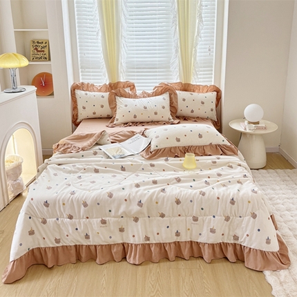 91家纺网 家纺一手货源 找家纺 （总）仟网汇 2024新款韩版糯糯棉花边夏被四件套田园法式