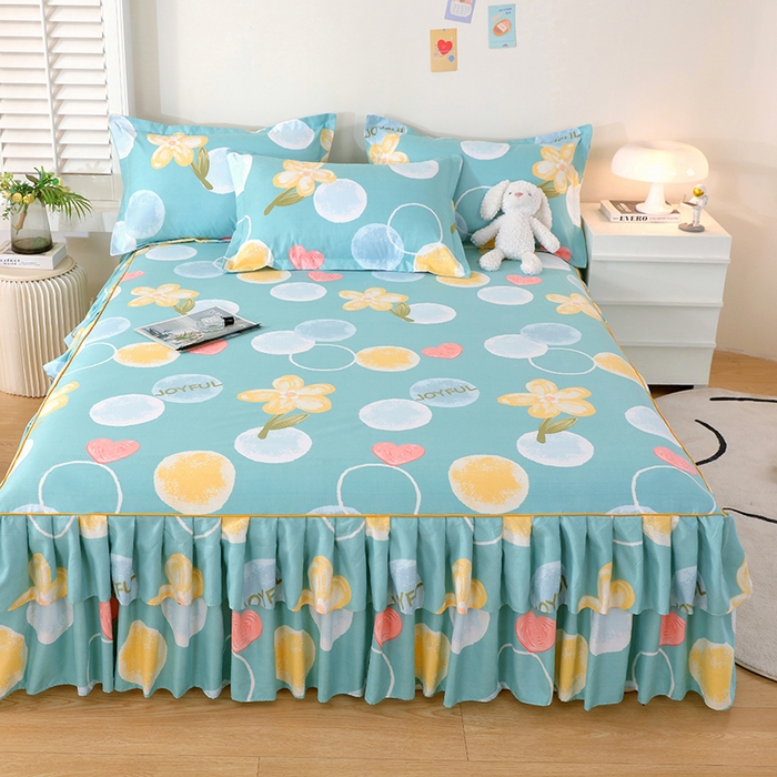 91家纺网 家纺一手货源 找家纺 艾橙 2024新款140克植物羊绒双边单床裙 浅浅微光