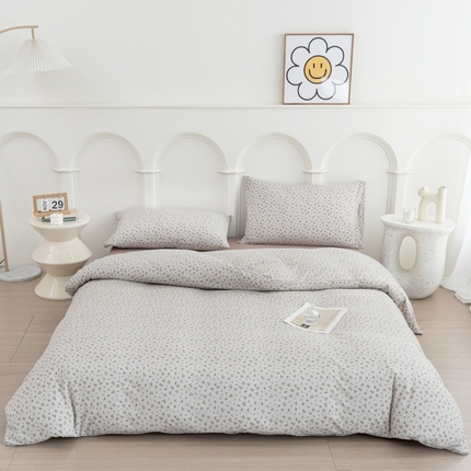 91家纺网 家纺一手货源 找家纺 恋尚羽家纺 2025新款A类母婴级印花全棉针织棉四件套 小碎花-粉