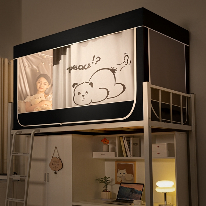 91家纺网 家纺一手货源 找家纺 博诺 2024新款99%加厚涂银层遮光卡通学生蚊帐 关你屁事