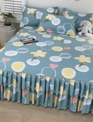 91家纺网 家纺一手货源 找家纺 艾橙 2024新款140克植物羊绒双边单床裙 浅浅微光