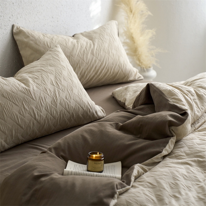 91家纺网 家纺一手货源 找家纺 梦享生活家居 2024新款提花四件套-侘寂风-布洛克米咖