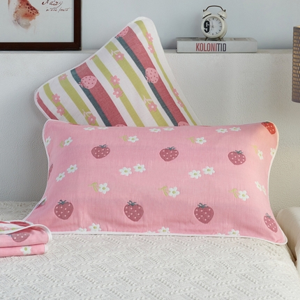 91家纺网 家纺一手货源 找家纺 （总）朴尔2024新款六层纱布全棉循环小花型枕巾50*80cm一对