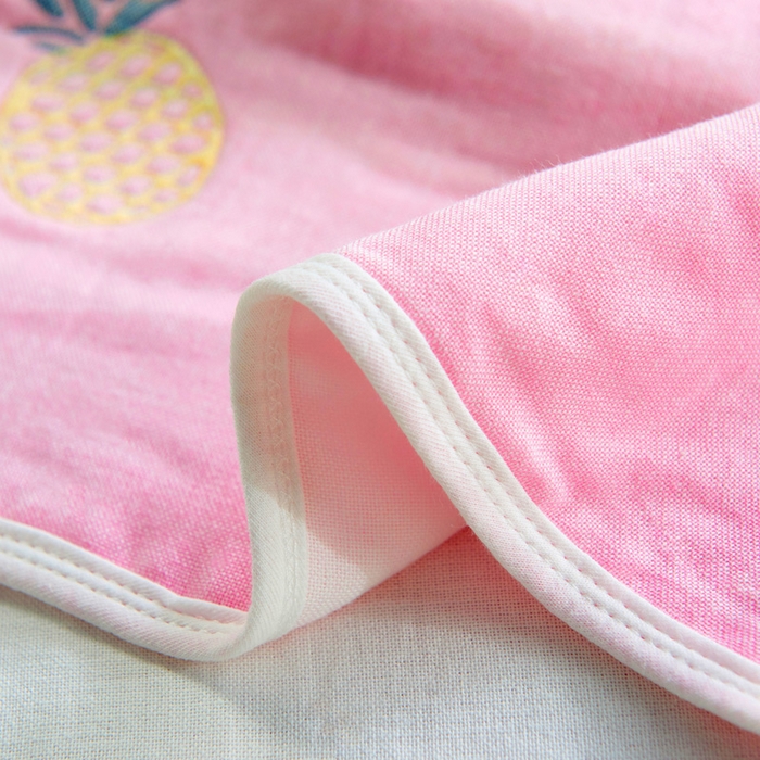 91家纺网 家纺一手货源 找家纺 朴尔2024新款六层纱布全棉循环小花型枕巾50*80cm一对 清新菠萝粉枕巾