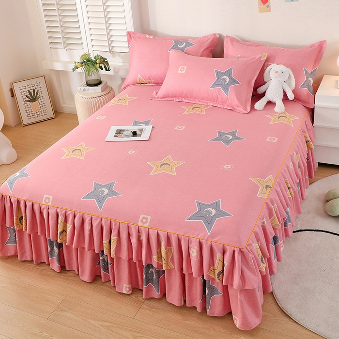 91家纺网 家纺一手货源 找家纺 艾橙 2024新款140克植物羊绒双边单床裙 魅力星