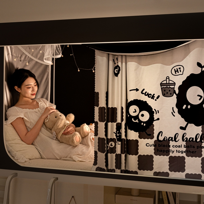 91家纺网 家纺一手货源 找家纺 博诺 2024新款99%加厚涂银层遮光卡通学生蚊帐 小煤球