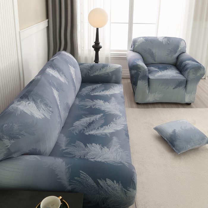 91家纺网 家纺一手货源 找家纺 兴妮雅家纺 2024新款沙发套-双人 灰羽毛