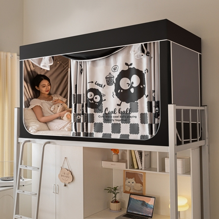 91家纺网 家纺一手货源 找家纺 博诺 2024新款99%全涂层遮光卡通学生蚊帐 小煤球