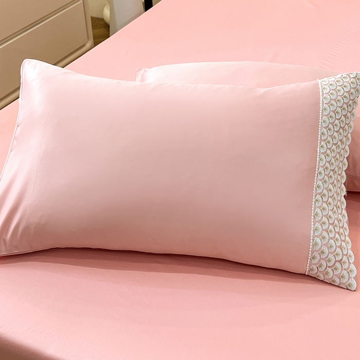 91家纺网 家纺一手货源 找家纺 艾米家居 2025水洗真丝鱼鳞边艾琳系列 艾琳豆沙