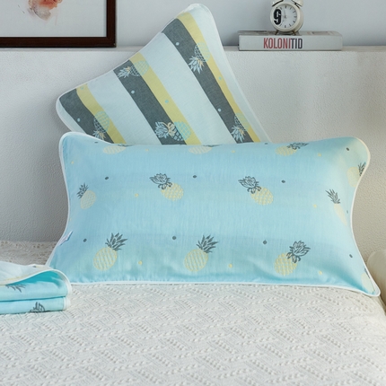 91家纺网 家纺一手货源 找家纺 （总）朴尔2024新款六层纱布全棉循环小花型枕巾50*80cm一对