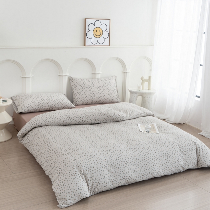 91家纺网 家纺一手货源 找家纺 恋尚羽家纺 2025新款A类母婴级印花全棉针织棉四件套 小碎花-粉