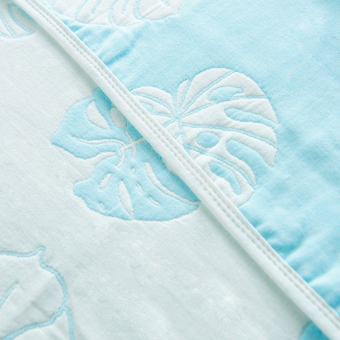 91家纺网 家纺一手货源 找家纺 朴尔2024新款六层纱布全棉循环小花型枕巾50*80cm一对 芭蕉情缘兰枕巾